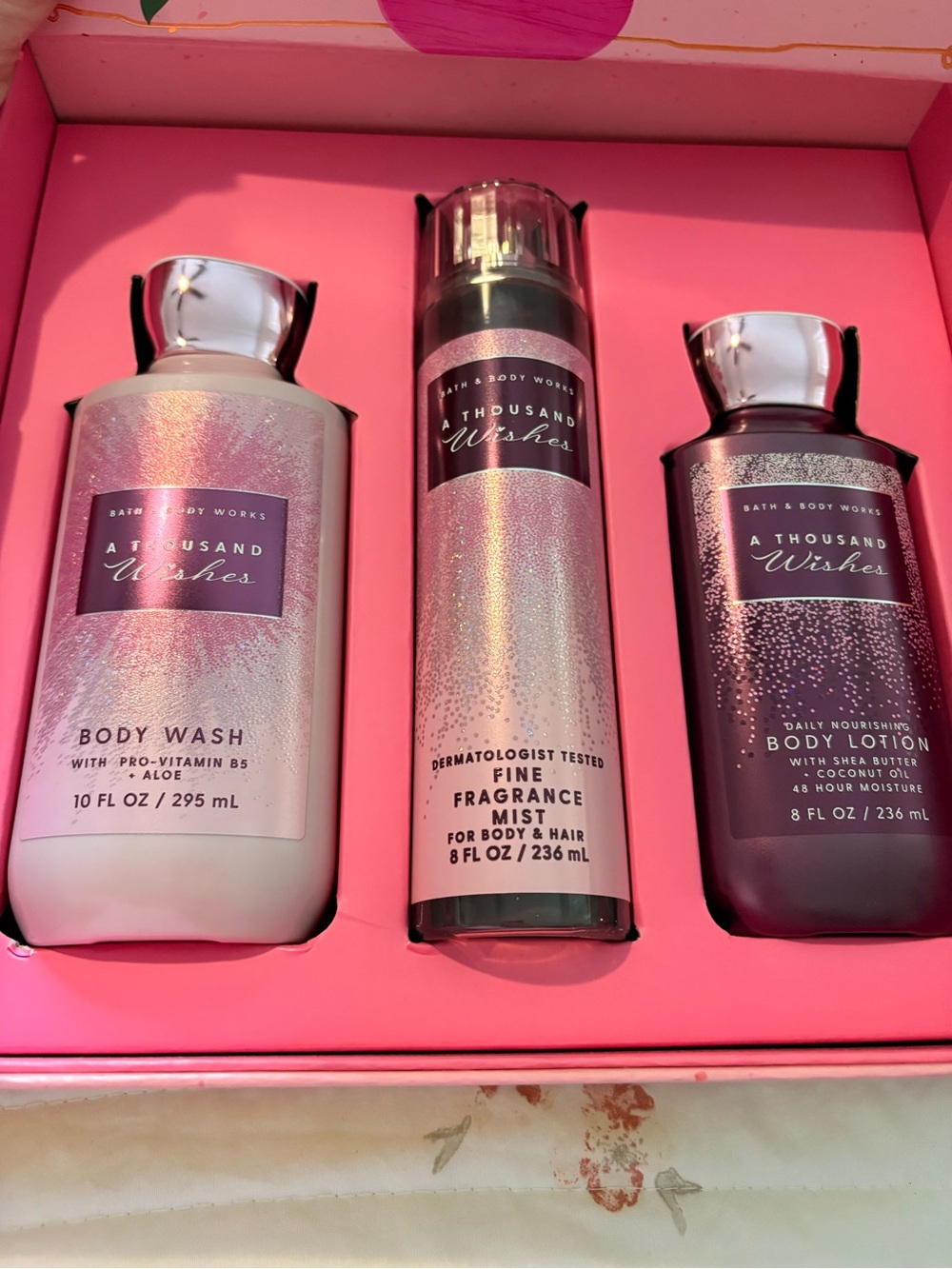 Bath & Body Works Pink Floral Gift Box with White Flowers